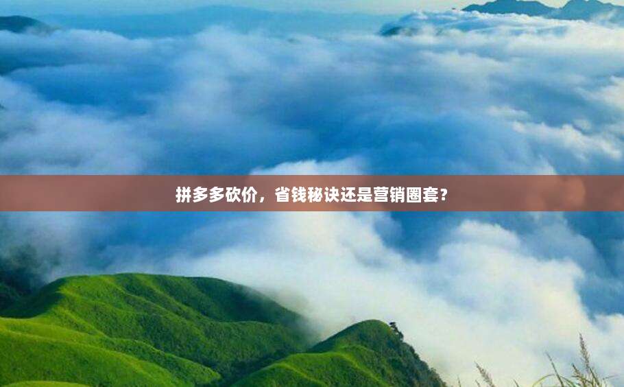 拼多多砍价，省钱秘诀还是营销圈套？