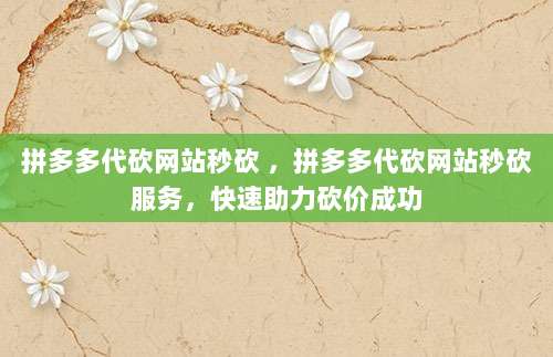 拼多多代砍网站秒砍 ，拼多多代砍网站秒砍服务，快速助力砍价成功