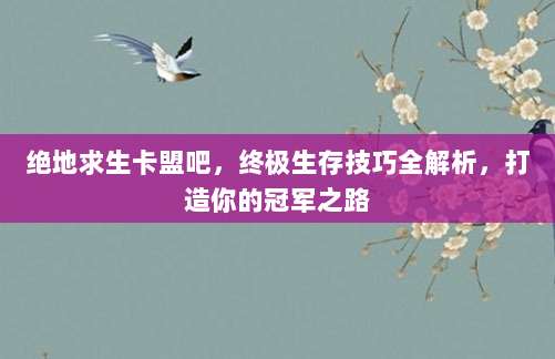 绝地求生卡盟吧，终极生存技巧全解析，打造你的冠军之路