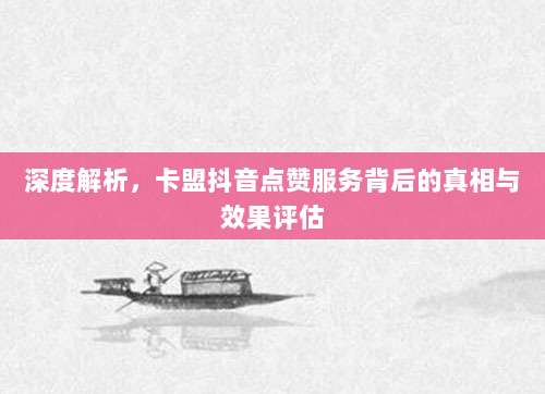 深度解析，卡盟抖音点赞服务背后的真相与效果评估