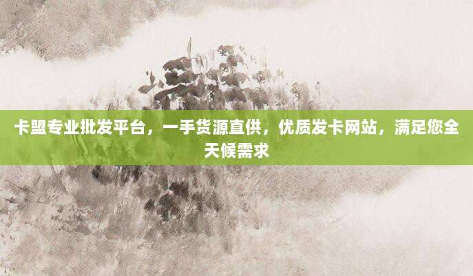 卡盟专业批发平台，一手货源直供，优质发卡网站，满足您全天候需求