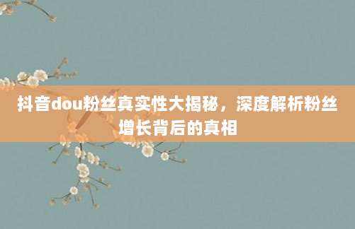 抖音dou粉丝真实性大揭秘，深度解析粉丝增长背后的真相