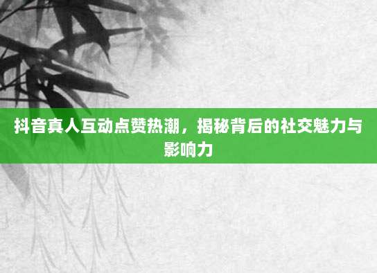 抖音真人互动点赞热潮，揭秘背后的社交魅力与影响力