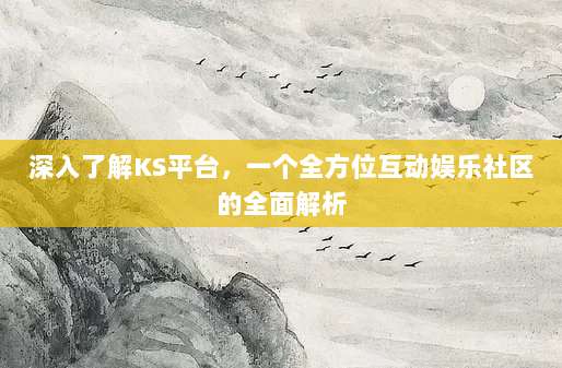 深入了解KS平台，一个全方位互动娱乐社区的全面解析