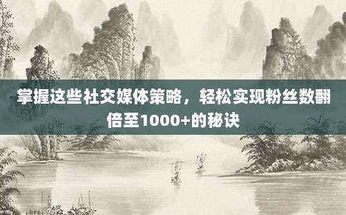 掌握这些社交媒体策略，轻松实现粉丝数翻倍至1000+的秘诀