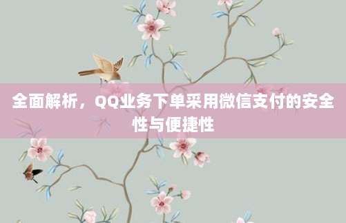 全面解析，QQ业务下单采用微信支付的安全性与便捷性