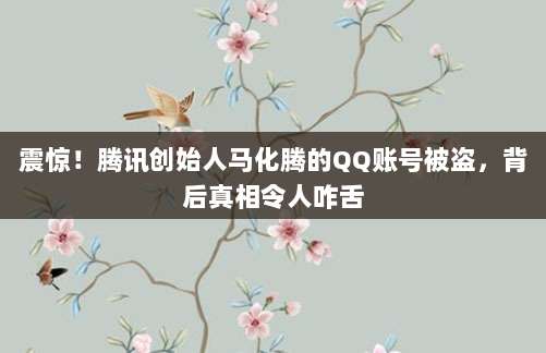 震惊！腾讯创始人马化腾的QQ账号被盗，背后真相令人咋舌