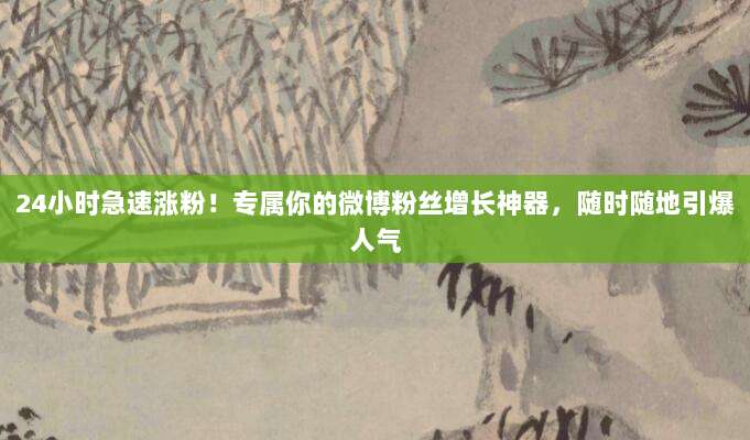 24小时急速涨粉！专属你的微博粉丝增长神器，随时随地引爆人气