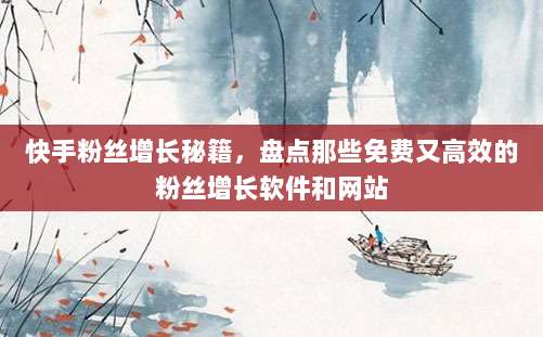 快手粉丝增长秘籍，盘点那些免费又高效的粉丝增长软件和网站