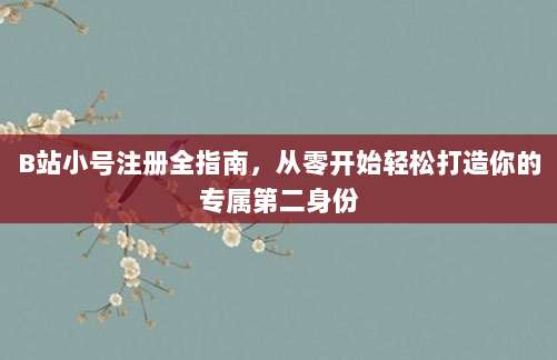 B站小号注册全指南，从零开始轻松打造你的专属第二身份