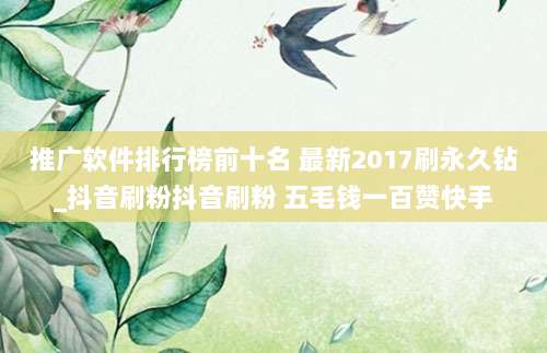 推广软件排行榜前十名 最新2017刷永久钻_抖音刷粉抖音刷粉 五毛钱一百赞快手