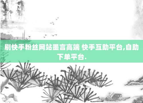 刷快手粉丝网站墨言高端 快手互助平台,自助下单平台.