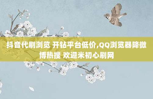 抖音代刷浏览 开钻平台低价,QQ浏览器降微博热搜 欢迎米初心刷网